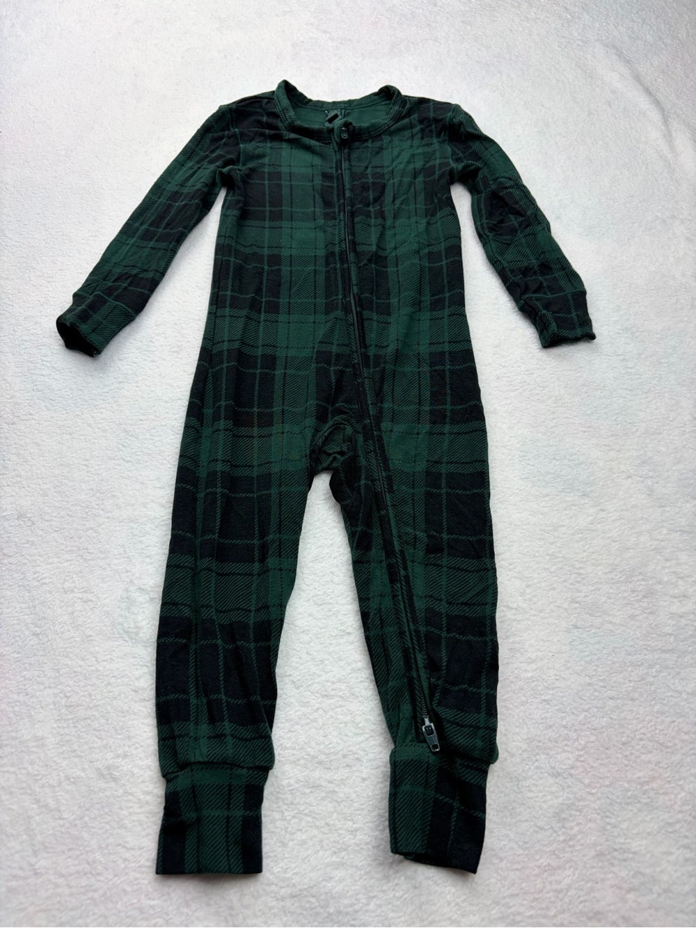 Skims Baby Green Plaid Zip Footless Sleeper Pajamas 9M Modal